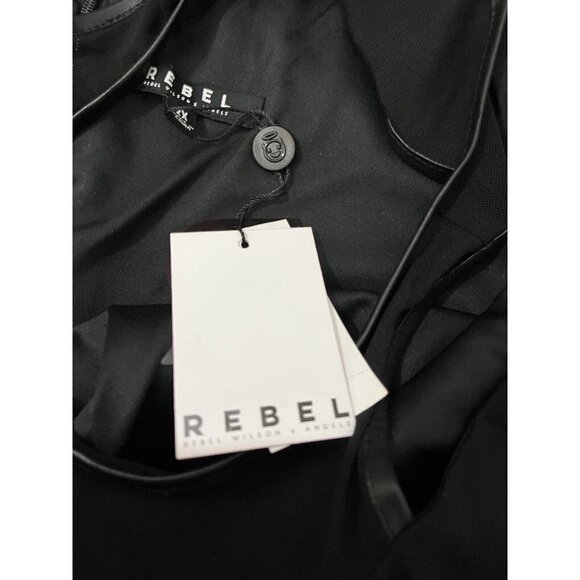 REBEL Wilson X Angels Blouse Sheer Cold Shoulder Black Women 2X - Picture 10 of 12